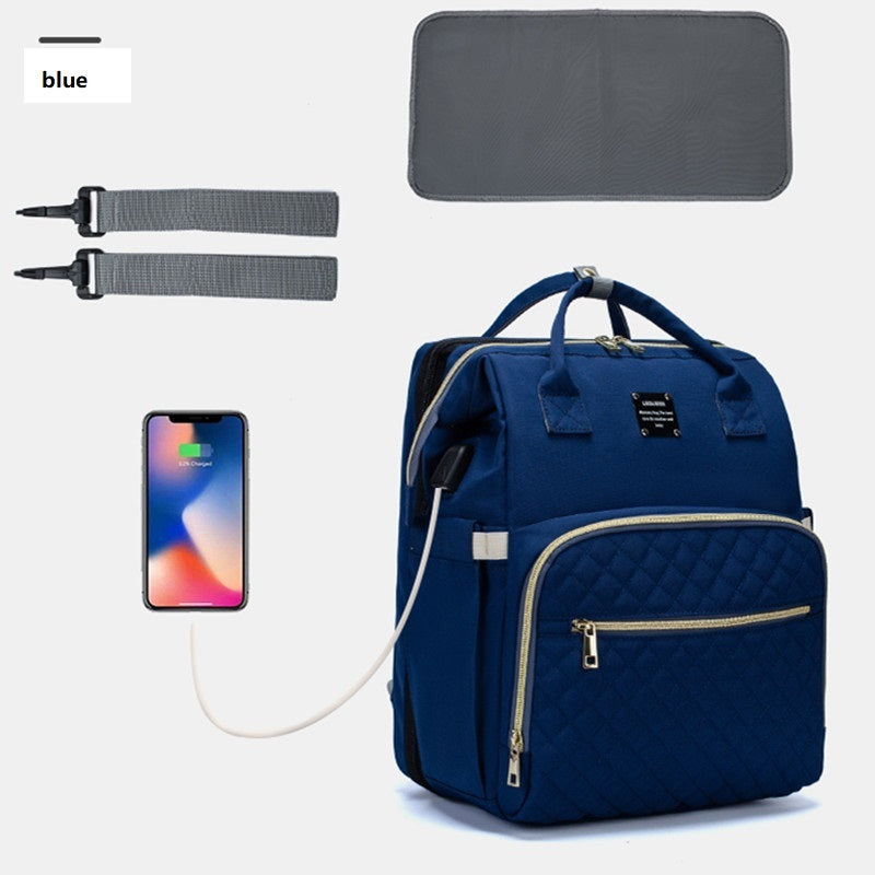 MimiiMe- Praktischer Mommy Rucksack mit Reisebett und Ladefunktion