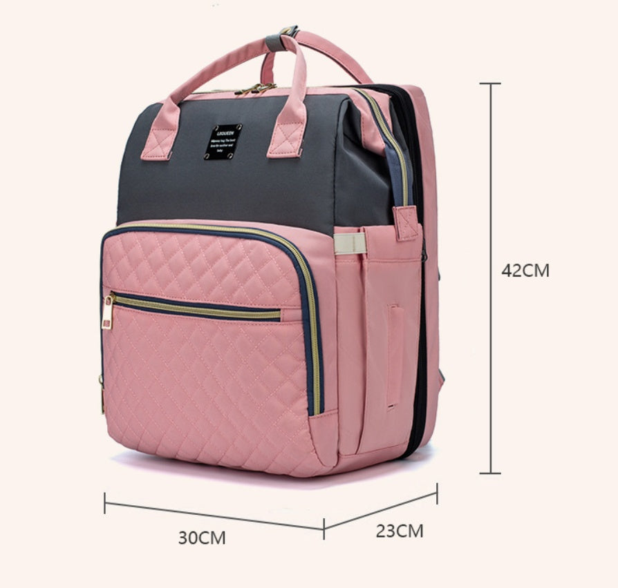 MimiiMe- Praktischer Mommy Rucksack mit Reisebett und Ladefunktion
