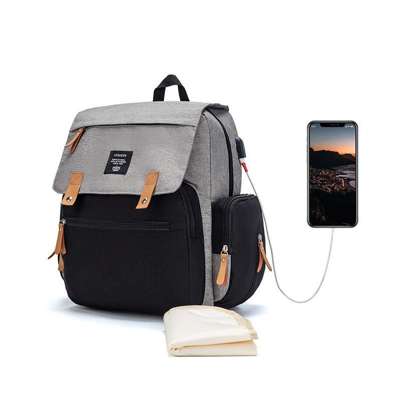 MimiiMe- LEQUEEN Multifunktionaler Mommy Rucksack mit Ladefunktion