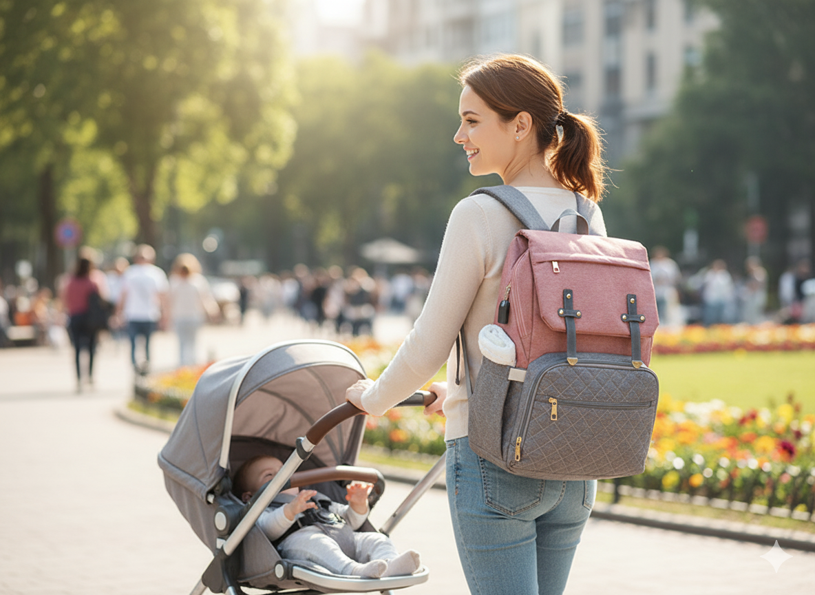 MimiiMe- LEQUEEN Multifunktionaler Mommy Rucksack mit Ladefunktion