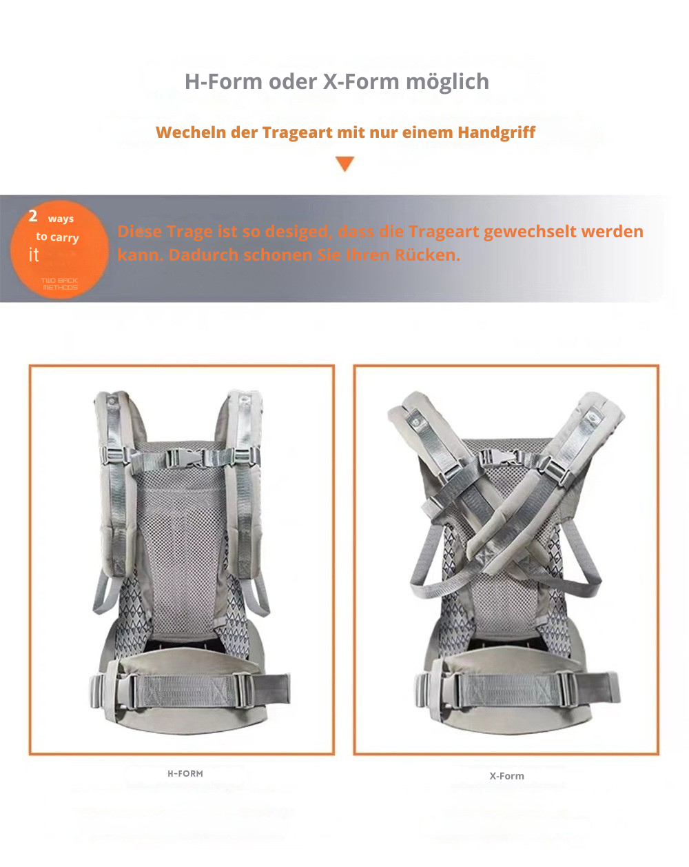 MimiiMe- Multifunktionale 2 in 1 Babytrage